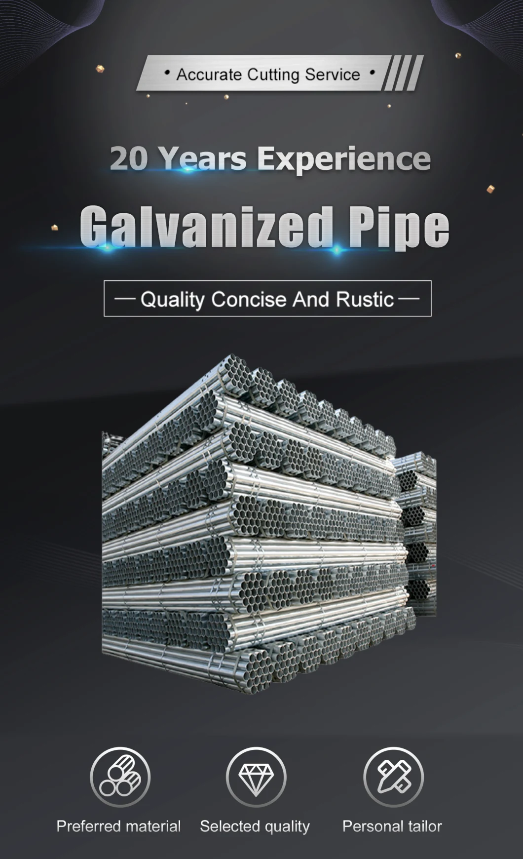 Threaded Gi Pipe Galvanized Pipes for Transmission Line
